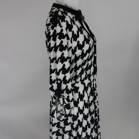 NY COLLECTION Black & White Geometric Print Dress - Picture 7 of 8